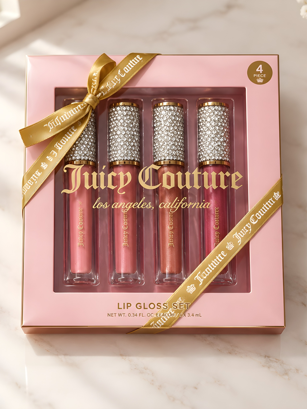 Juicy Couture Pink & Rose Gold Lip Gloss: Berry, Watermelon, Clemintine, Cocoa